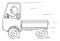 Vector Cartoon Illustration of Smiling Man or Driver Driving Small Unloaded Truck. Logistic and Transportation Concept.
