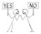 Vector Cartoon Illustration of Two Angry Men or Businessmen in Fight Arguing or Argument with Yes and No Signs In Hands