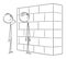 Vector Cartoon Illustration of Two Helpless or Confused Men or Businessmen Watching the Wall, Obstacle in Their Way to