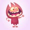 Vector cartoon image of funny red devil monster with standing