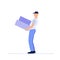 Vector cartoon image of a porter man . Porter man is carrying a large rectangular box in his hands. Cartoon loader man. Vector il