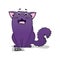 Vector of cartoon images of cute different purple cat. Cowardly cat. Cat afraid of the mouse. Pet.