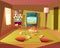 Vector cartoon interior of playroom for children