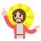 A vector cartoon of Jesus giving a speech or a sermon or teaching with radiant behind his head