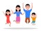 Vector cartoon jumping of happiness family