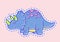 Vector cartoon kawaii baby dino Triceratops dinosaur .Sticker.