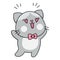 Vector cartoon kawaii cat boy with heart shaped eyes. Line kitty isolated clipart. Cute overjoyed kitten in love. Funny Saint