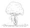 Vector Cartoon of Last Elephant Hiding Behind the Last Tree That Left From the Chopped Down Forest