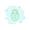 Vector cartoon lock icon in comic style. Padlock locker sign ill