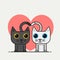 Vector cartoon lovely cats fall in love