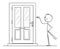 Vector Cartoon of Man with Baseball Bat Ringing the Door Bell