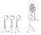 Vector Cartoon of Man or Business Leader Leading Group or Team of Hypnotized People or Workers