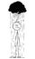 Vector Cartoon of Man or Businessman Standing in Rain Falling From His Small Lightning Storm Cloud.