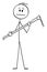 Vector Cartoon of Man or Farmer or Gardener Holding Hoe or Mattock