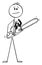 Vector Cartoon of Man or Lumberjack Holding Chain Saw or Chainsaw