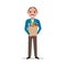 Vector cartoon man with market paper bag full food