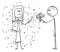 Vector Cartoon of Man Offering Flowers as Gift to Cold Frigid Rejecting Woman