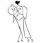 Vector Cartoon of Man Resisting the Kiss from Woman in Love