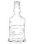 Vector Cartoon of Man Swimming in Hard Liquor or Spirits Bottle. Alcoholism Metaphor