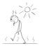 Vector Cartoon of Man Thirsty Exhausted Man Walking in Summer or Sunny Day