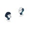 Vector cartoon man, woman cyborg heads icon