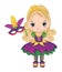 Vector Cartoon Mardi Gras Girl with Feather Mask