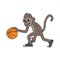 Vector cartoon monkey playing basketball