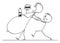 Vector Cartoon of Morbid Obese or Fat Man Eating Unhealthy Food While Another Man is Helping Him to Walk