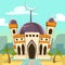 Vector cartoon mosque building illustration