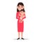 Vector cartoon mother alone with a child