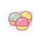Vector cartoon multicolor cupcakes