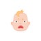Vector cartoon newborn infant baby angry face