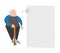 Vector cartoon old man standing with wooden walking stick and dr