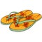 Vector Cartoon Orange Beach Slippers