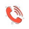 Vector cartoon phone icon in comic style. Contact, support service sign illustration pictogram. Telephone, communication business