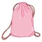 Vector Cartoon Pink Drawstring Bag. Textile