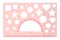 Vector cartoon pink rectangular pattern ruler with protractor and different figures