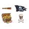 Vector cartoon pirates symbols set