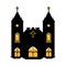 Vector Cartoon Pixelart City church Isolated Illustration