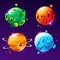 Vector cartoon planets for game design set