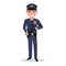 Vector cartoon policeman in uniform police baton