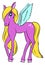 Vector cartoon pony. Cartoon character pegasus.
