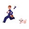 Vector cartoon postman character running away