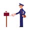 Vector cartoon postman mailman character letter