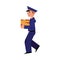 Vector cartoon postman mailman character parcel