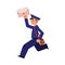 Vector cartoon postman mailman character running