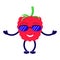 Vector cartoon raspberry sunglasses pens and legs