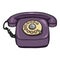 Vector Cartoon Retro Purple Rotary Telephone