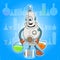 Vector cartoon robot science experiment