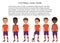 Vector Cartoon school football soccer kids team in uniform isolated.